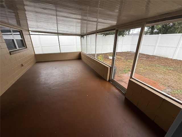 view of unfurnished sunroom