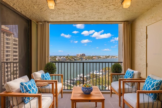 balcony with a water view