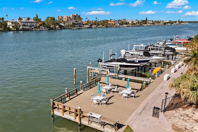 view of dock featuring a water view