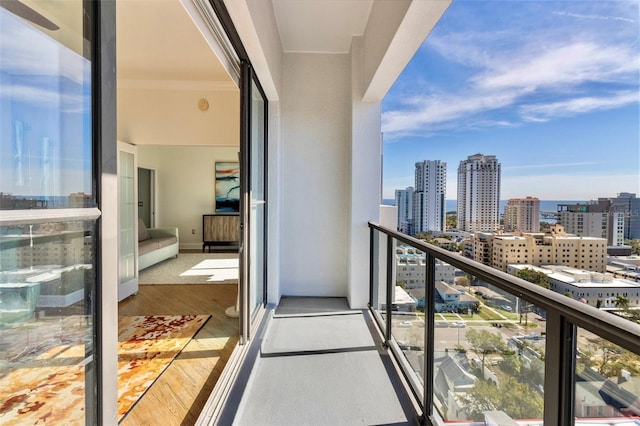 balcony with a view of city