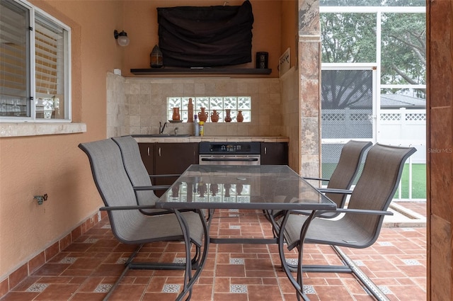 view of patio / terrace featuring sink