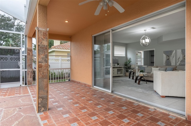 view of patio / terrace featuring ceiling fan and outdoor lounge area