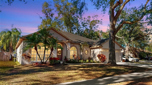 view of front of house with a garage