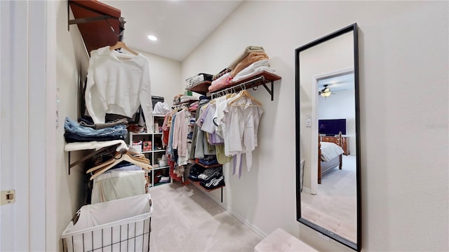 spacious closet with light colored carpet