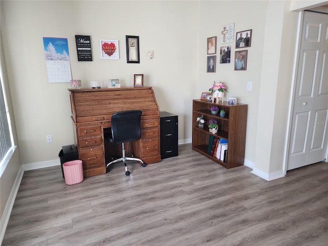 office area featuring light hardwood / wood-style floors