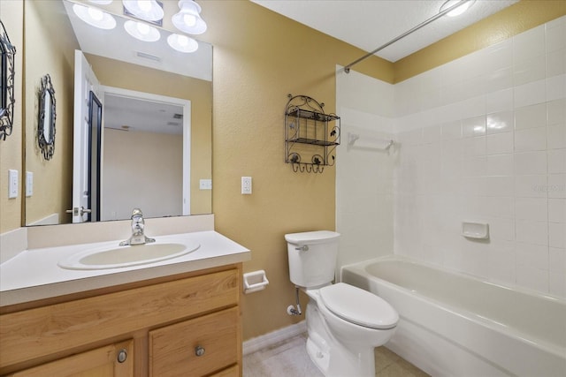 full bathroom with vanity, toilet, and shower / bath combination