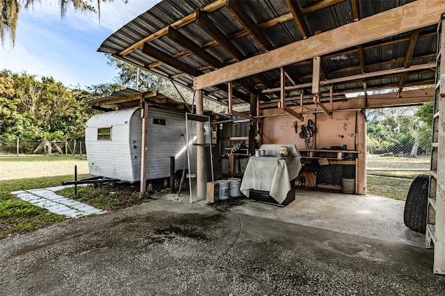 view of garage