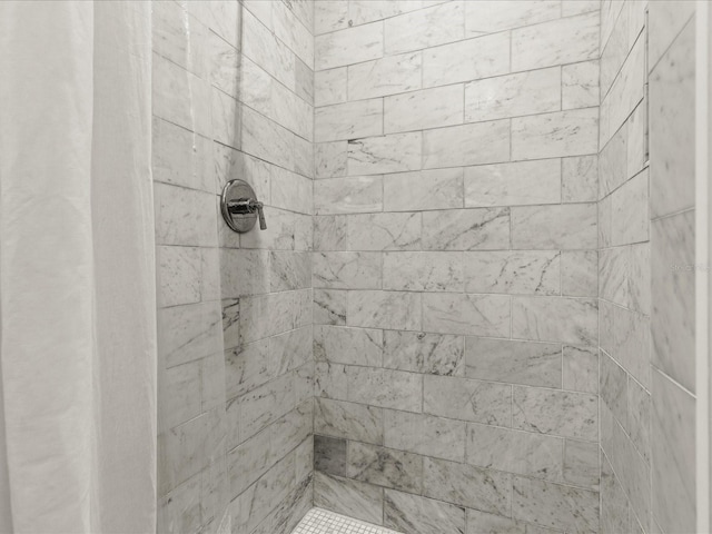 bathroom with a shower with curtain