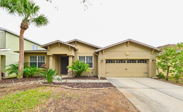 single story home with a garage