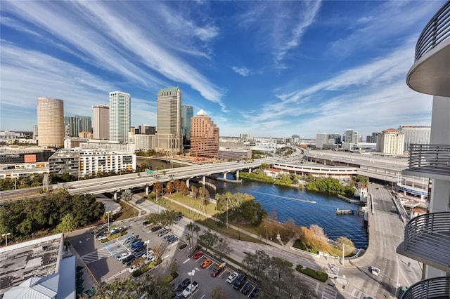 view of city with a water view