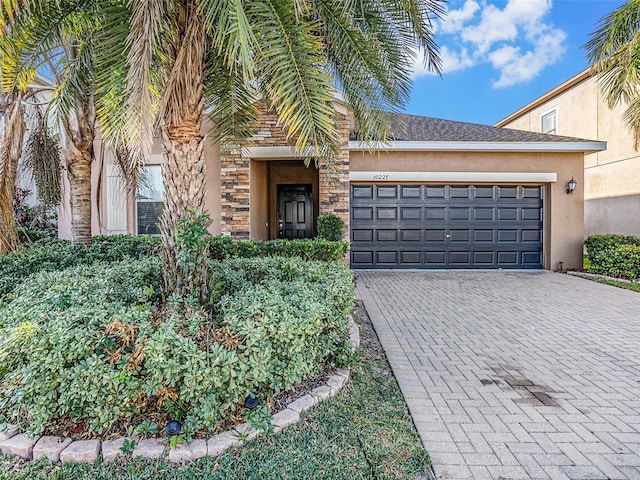 view of front of house with a garage