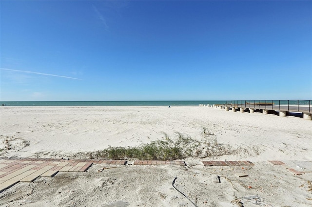 property view of water with a beach view