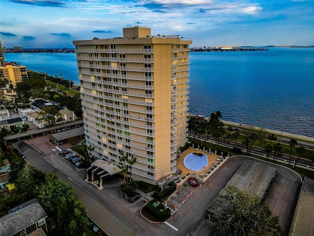 view of property with a water view