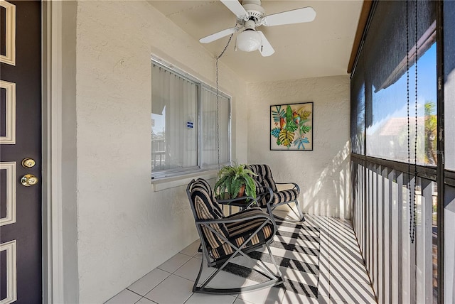 balcony with ceiling fan