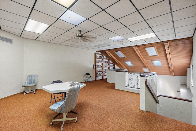 office featuring a drop ceiling and carpet floors