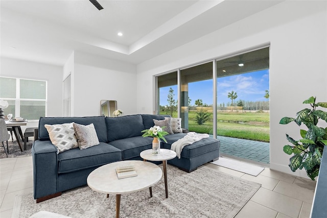 view of tiled living room