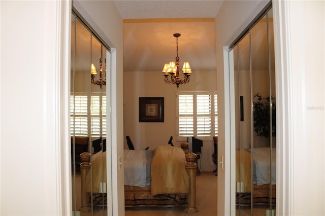 interior space featuring a notable chandelier