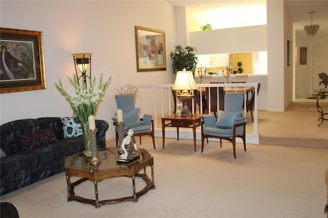 sitting room with carpet flooring