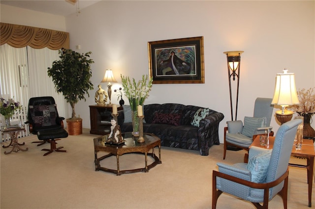 living room featuring carpet floors