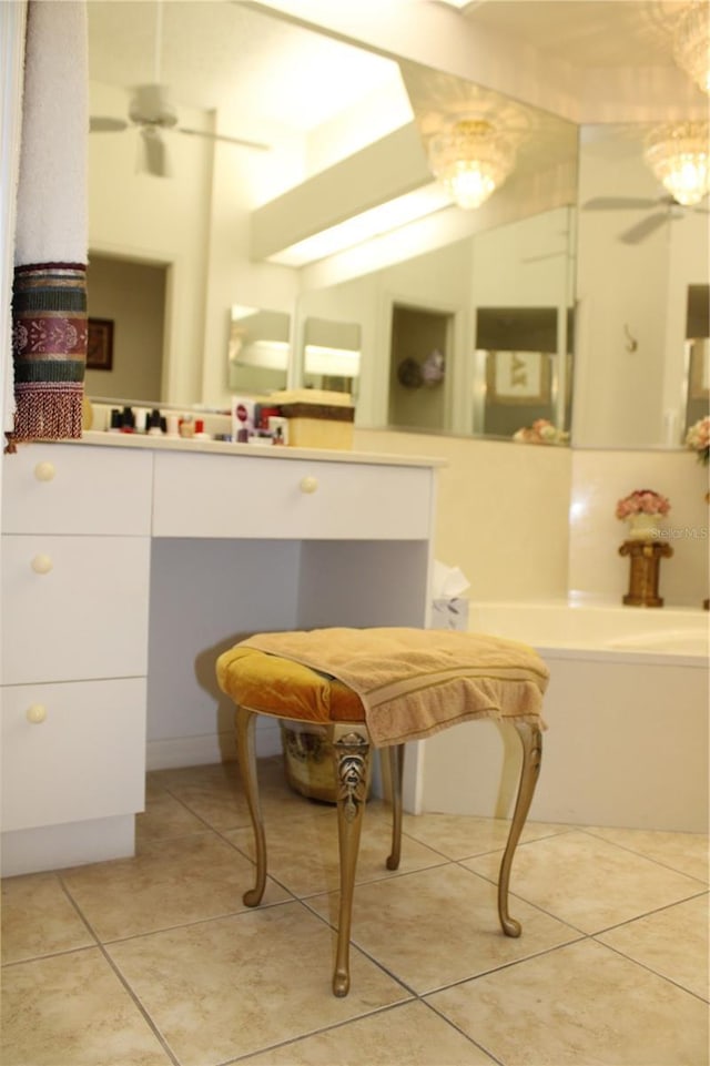 interior space featuring vanity and tile patterned flooring