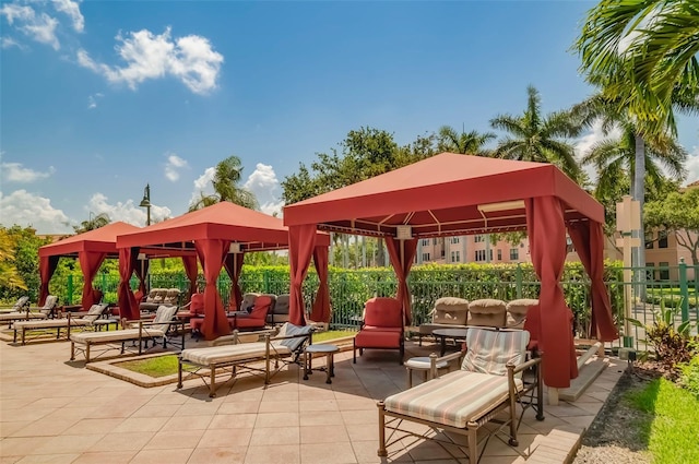 view of patio featuring a gazebo