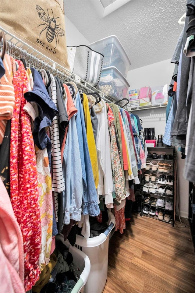 spacious closet featuring hardwood / wood-style flooring