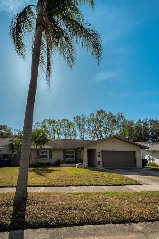 view of front facade with a front lawn and a garage