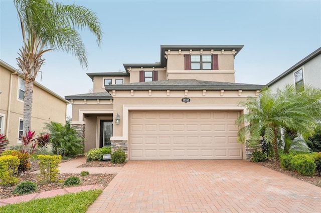 view of front of house with a garage