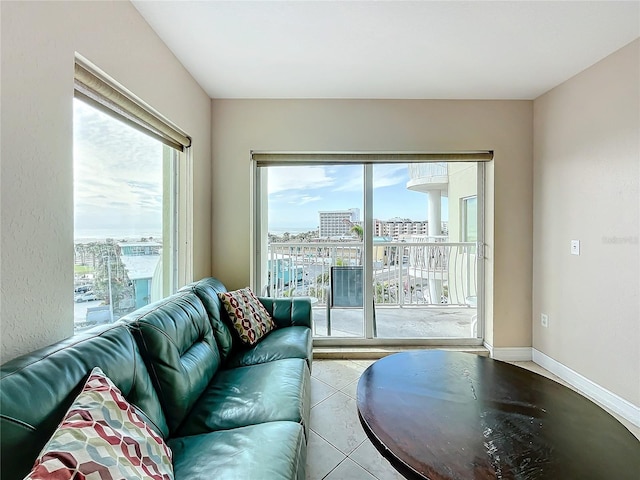 view of tiled living room