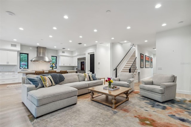 living room featuring light hardwood / wood-style flooring