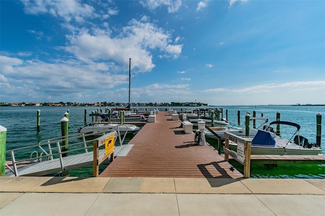 view of dock featuring a water view