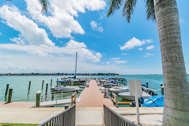 dock area featuring a water view