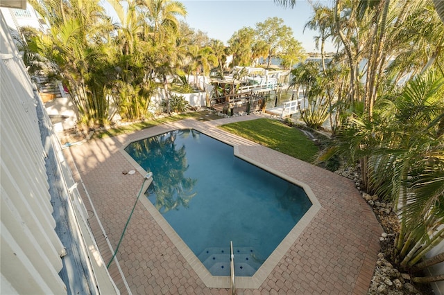 view of pool featuring a patio