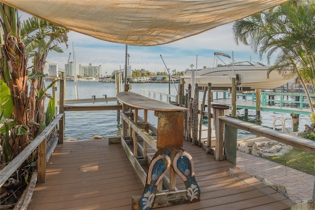 view of dock featuring a water view