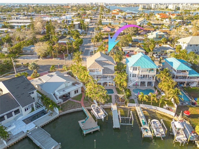 238 71st Ave, St Pete Beach, FL 33706 - bird's eye view featuring a water view and a residential view