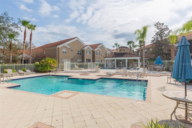 view of swimming pool featuring a patio