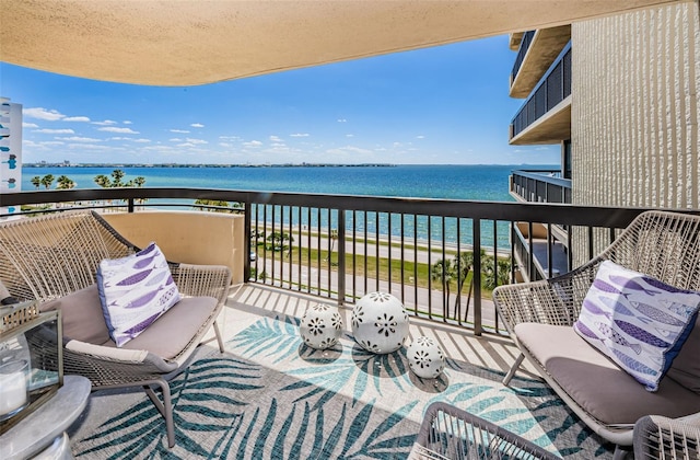 balcony with a water view