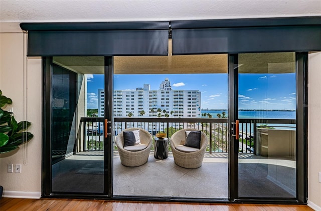 balcony with a water view