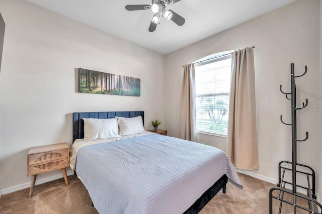 bedroom with carpet flooring and ceiling fan