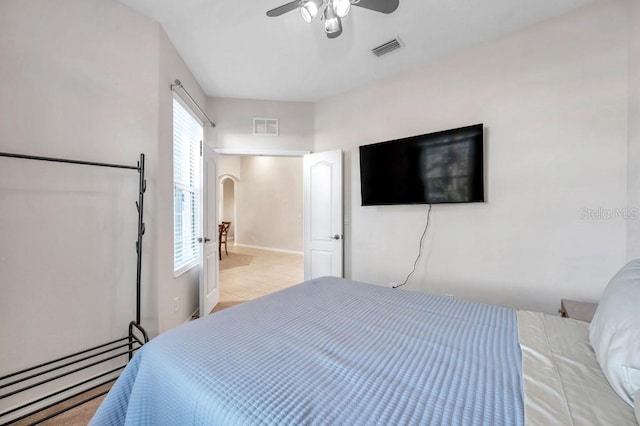 bedroom featuring ceiling fan