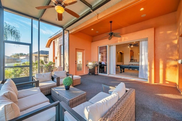 view of patio featuring outdoor lounge area and ceiling fan