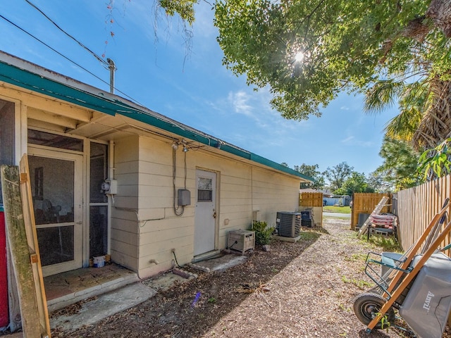 view of home's exterior featuring central air condition unit