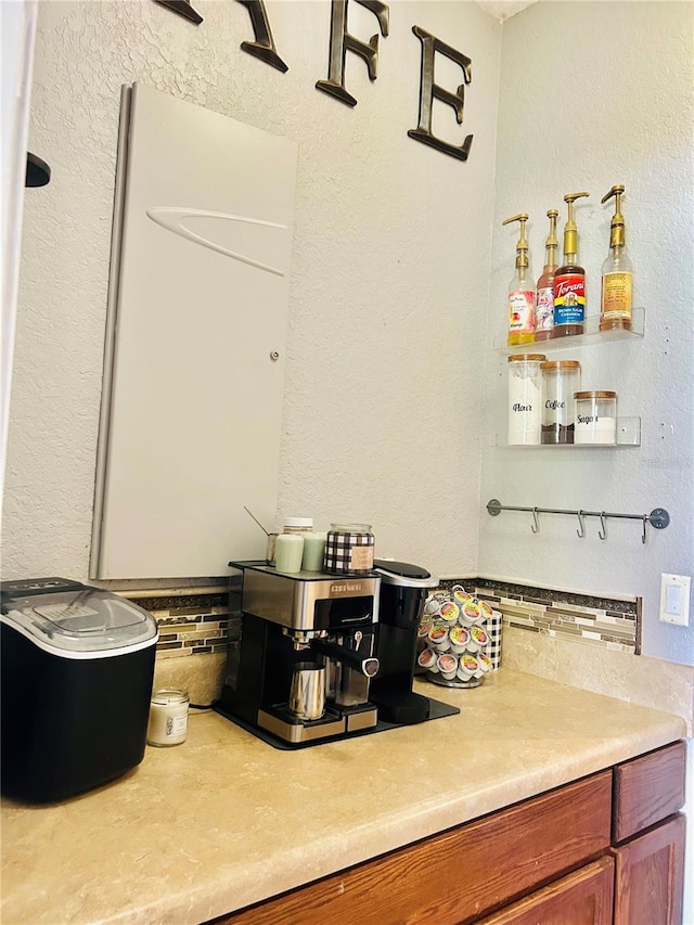 interior space featuring tasteful backsplash