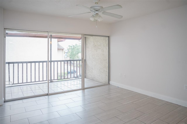 unfurnished room with ceiling fan