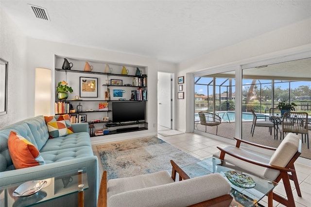 view of tiled living room