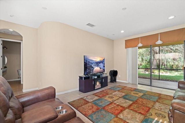 view of tiled living room