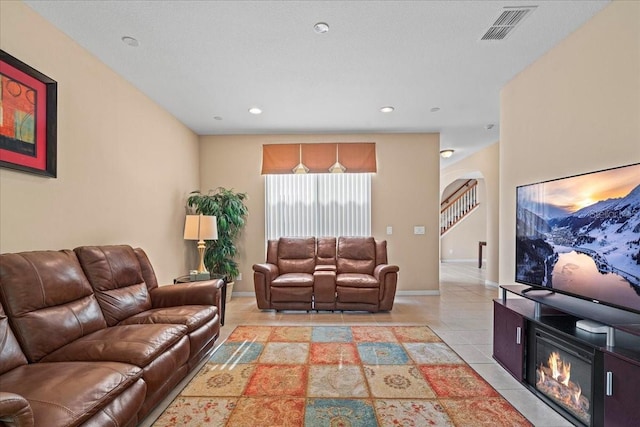 view of tiled living room