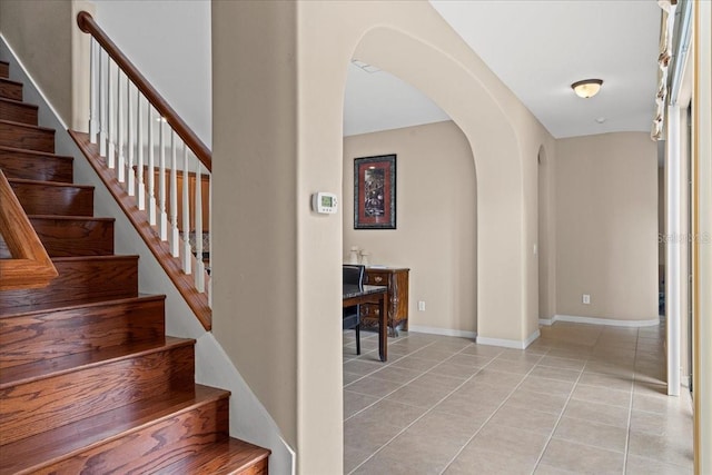 interior space with tile patterned floors