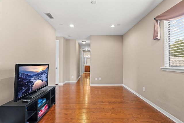 living room with hardwood / wood-style floors