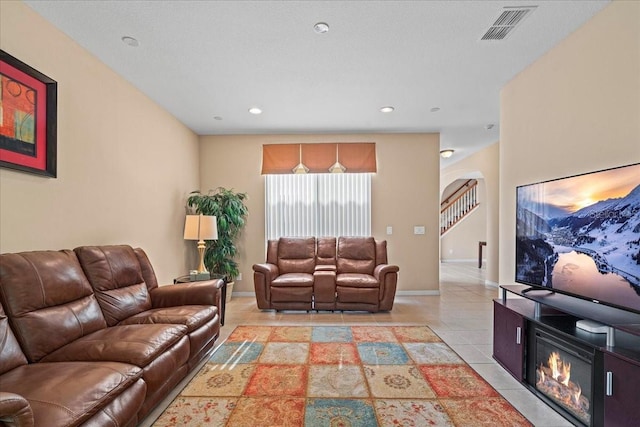20314 Chestnut Grove Dr, Tampa, FL 33647 - living area with light tile patterned floors, baseboards, recessed lighting, and visible vents